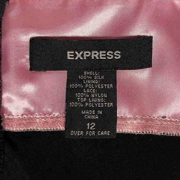 Vintage Express Silk Slip Dress Womens SZ 12 Lace Ruffle Whimsygoth Fairy Grunge - Picture 14 of 15